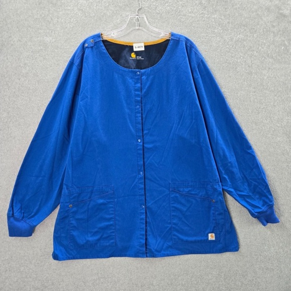 Carhartt Women‎ Jacket 2x Blue Force Warm Up Workwear Snap Long Sleeve
